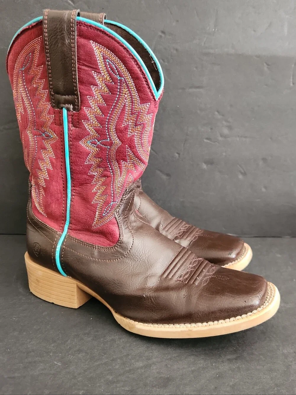 Ariat Kids Girls 8 Bristo Western Boot Cowboy Square Toe Brown Red Size 2.5